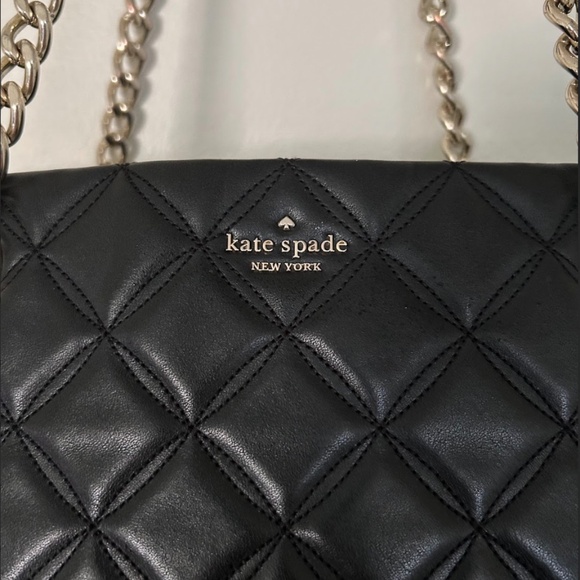 Kate Spade Quilted Leather Shoulder Bag + Matching Wallet | Classic Black Gold H - Picture 3 of 8